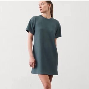 NWT Athleta Seasoft Ribbed Tee Dress with pockets Women’s XS Teal/blue/gray